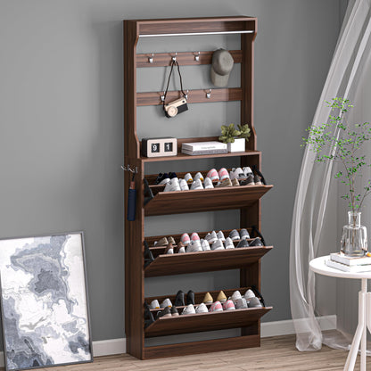 3-Flip Drawer Shoe Cabinet Freestanding Entryway Storage Cabinet