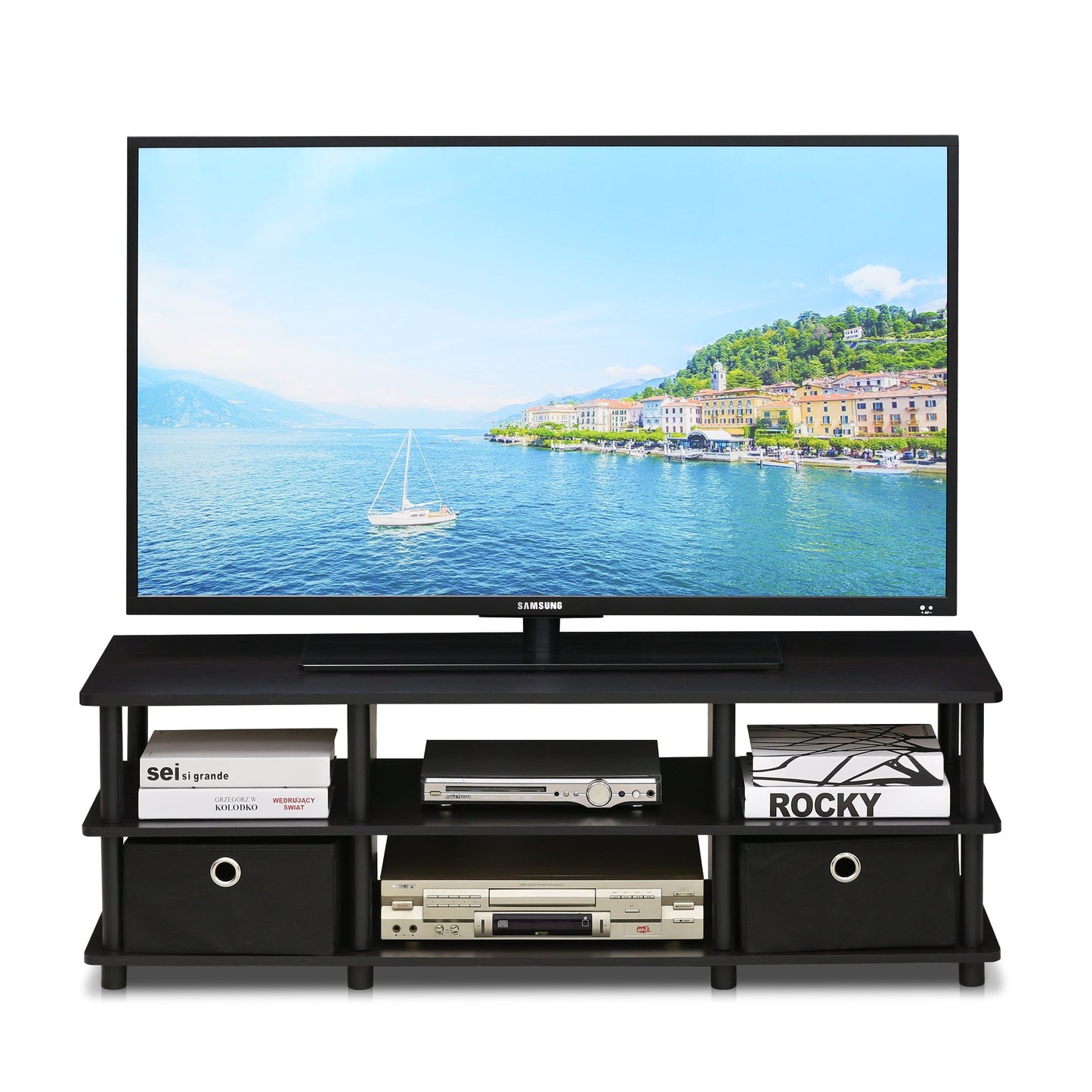 3-Tier Wide Storage Shelf with Open Shelves Engineered Wood Modern Design
