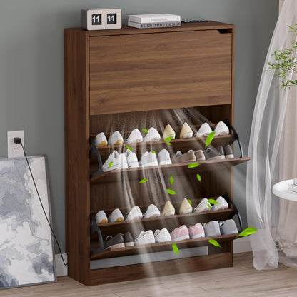 3-Flip Drawer Shoe Cabinet Freestanding Entryway Storage Cabinet
