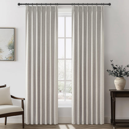 Linen Pinch Pleated Blackout Curtains 2 Panels Drapes for Living Room Bedroom