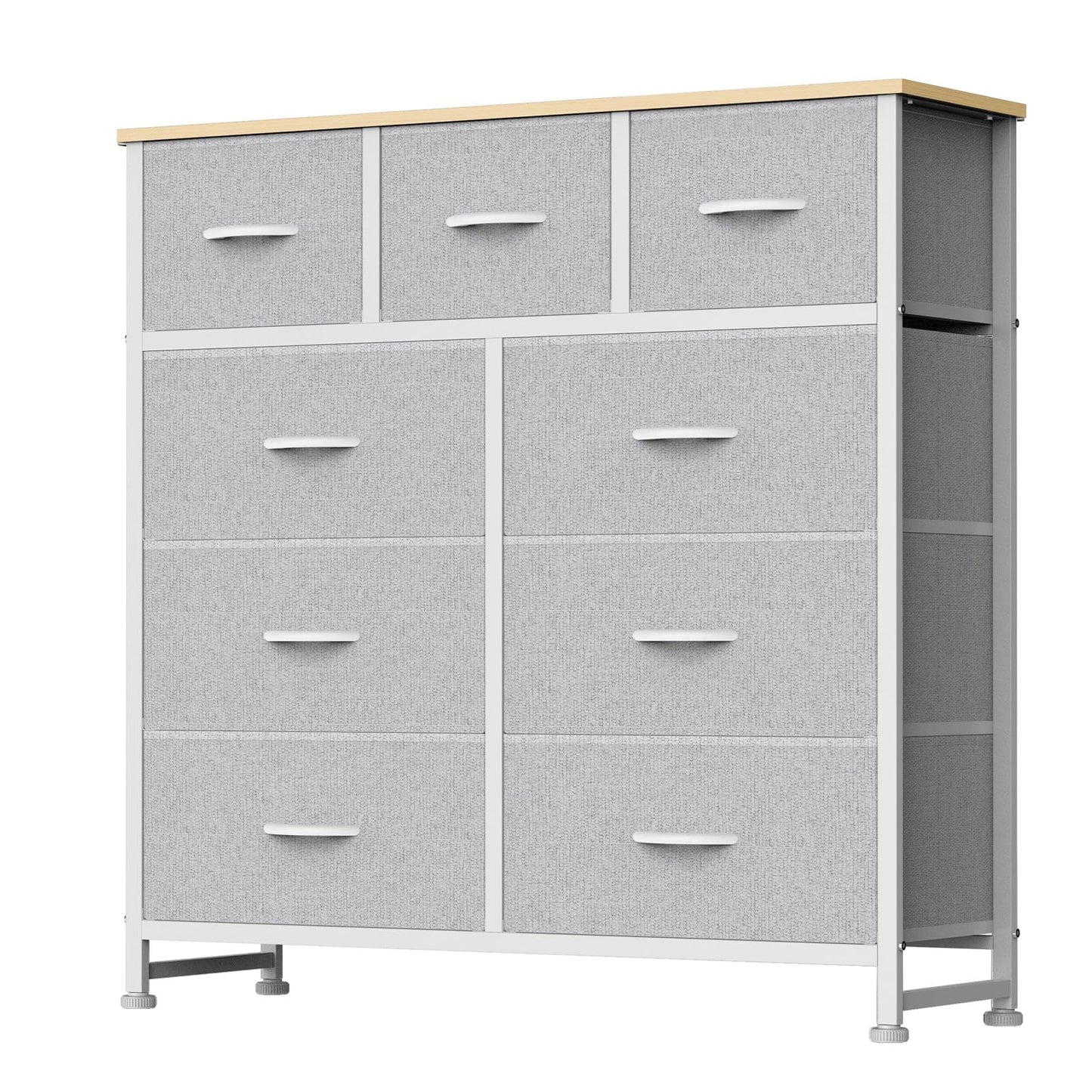 Fabric Dresser Storage Unit with Metal Frame and Wooden Top Chest Organizer