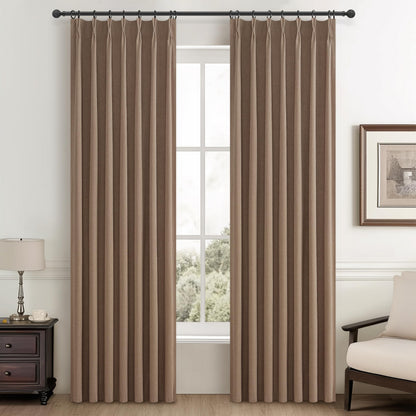Linen Pinch Pleated Blackout Curtains 2 Panels Drapes for Living Room Bedroom