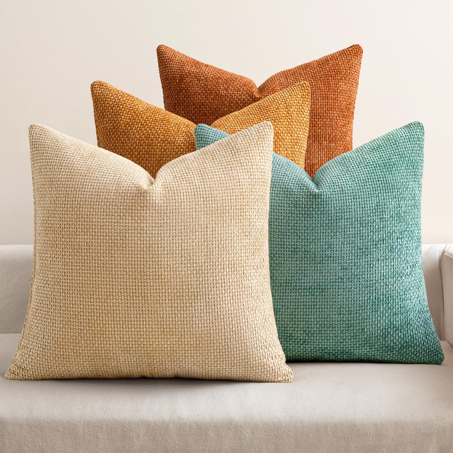 Soft Chenille Throw Pillow Covers Set of 4 Farmhouse Decorative Cushion Covers for Sofa Bedroom Living Room