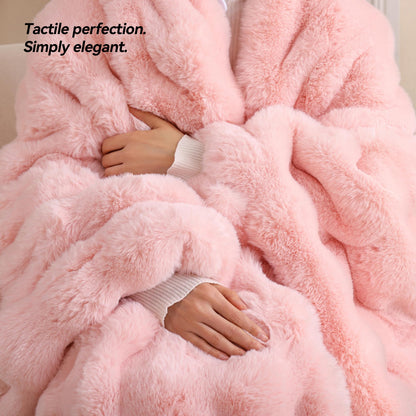 Faux Fur Bubble Fleece Throw Blanket Soft Plush Cozy Blanket for Sofa Bed Home Decor
