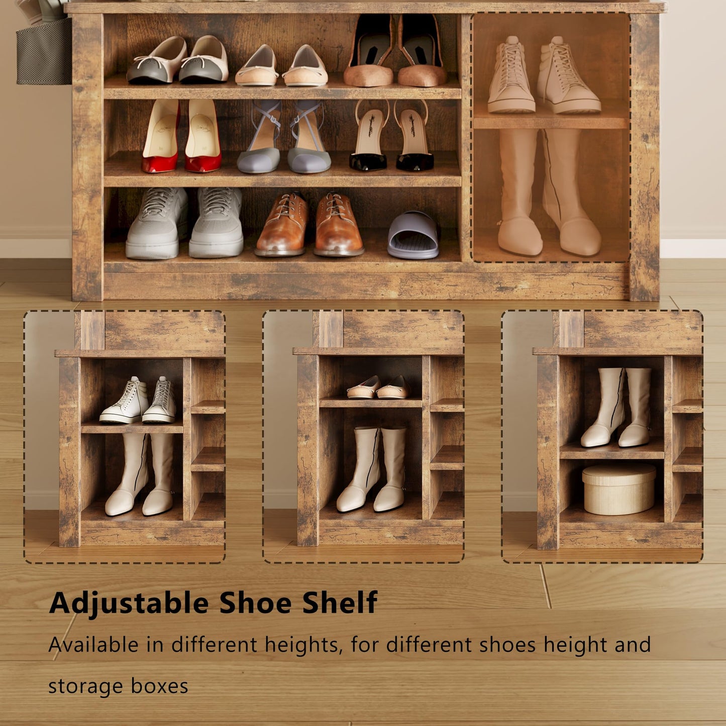 Aiho Hall Tree with Shoe Storage Bench