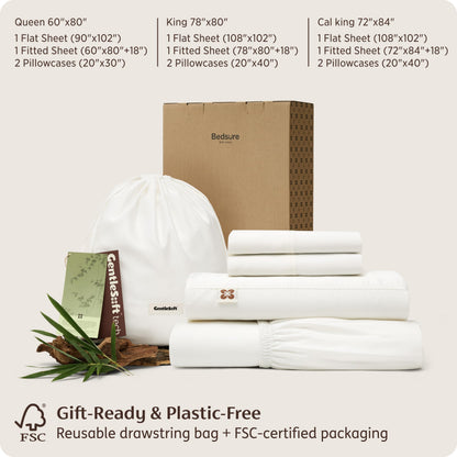 Bamboo Viscose Cooling Bed Sheet Set Deep Pocket Ultra Soft Silky 4 Piece Organic Fabric Sheets