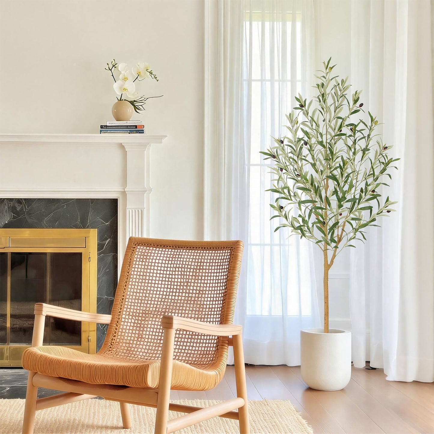 Faux Olive Tree with Real Wood Trunk
