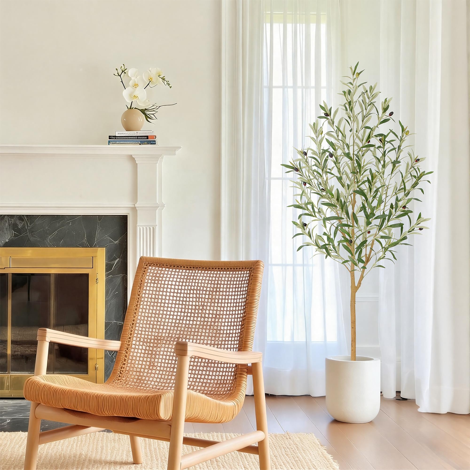 Faux Olive Tree with Real Wood Trunk