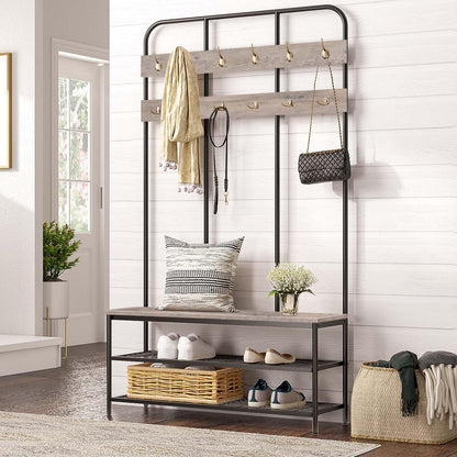 Hall Tree with Bench Coat Rack and Shoe Storage Entryway Organizer
