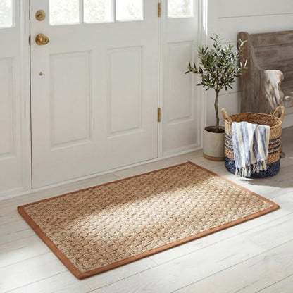 Natural Seagrass Basketweave Area Rug Natural Beige 5x8