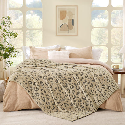 Snuggle Sac Faux Fur Checkered Throw Blanket with Fluffy Microfiber Fabric