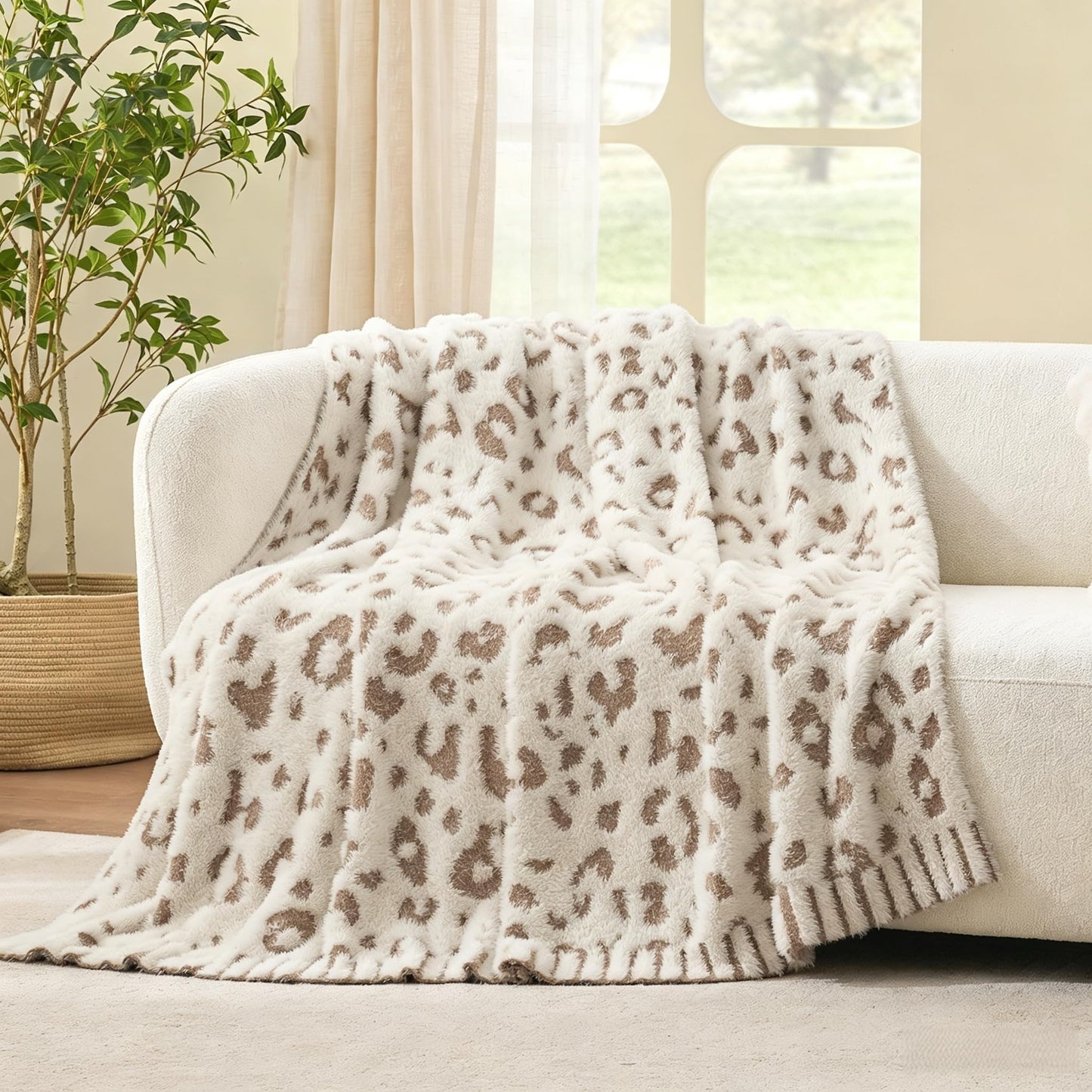 Snuggle Sac Faux Fur Checkered Throw Blanket with Fluffy Microfiber Fabric