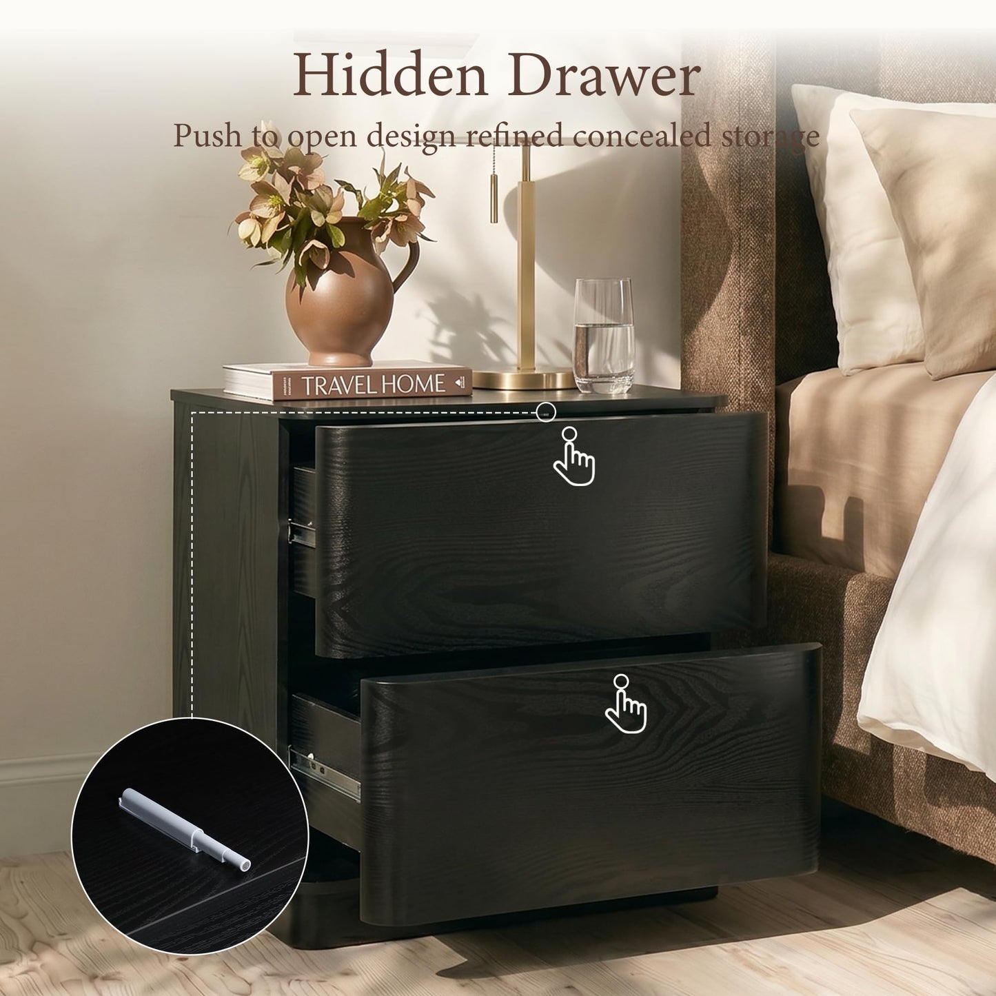 Yechen Nightstands with Hidden Drawer