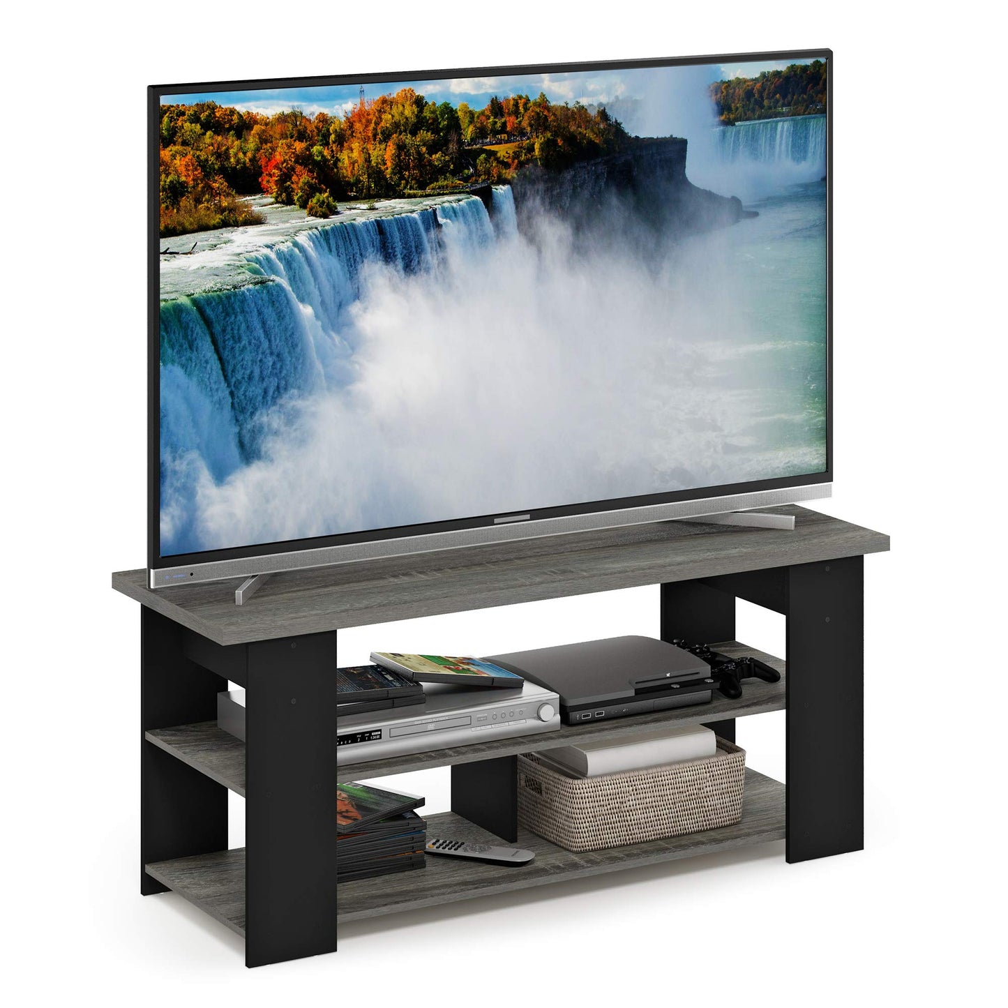 3-Tier Wide Storage Shelf with Open Shelves Engineered Wood Modern Design