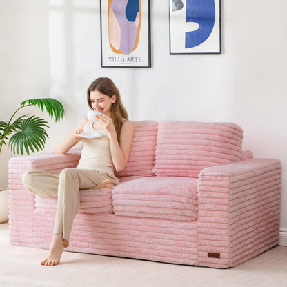 Tufted Loveseat Sofa for Small Spaces No Assembly Bean Bag Style Couch