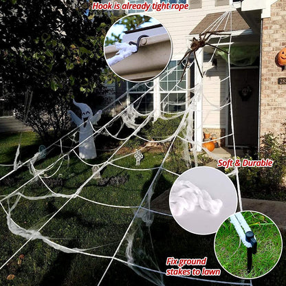 Giant Halloween Spider Web with 59 Inch Spider Indoor Outdoor Haunted House Yard Decoration