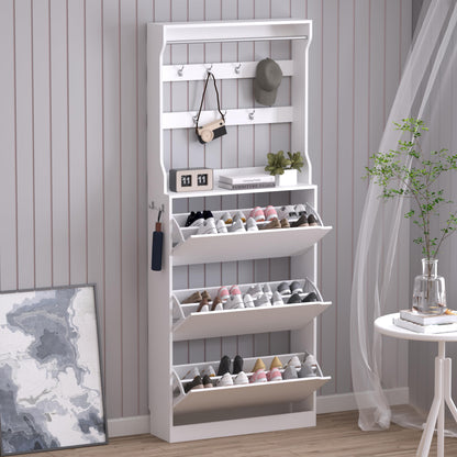 3-Flip Drawer Shoe Cabinet Freestanding Entryway Storage Cabinet