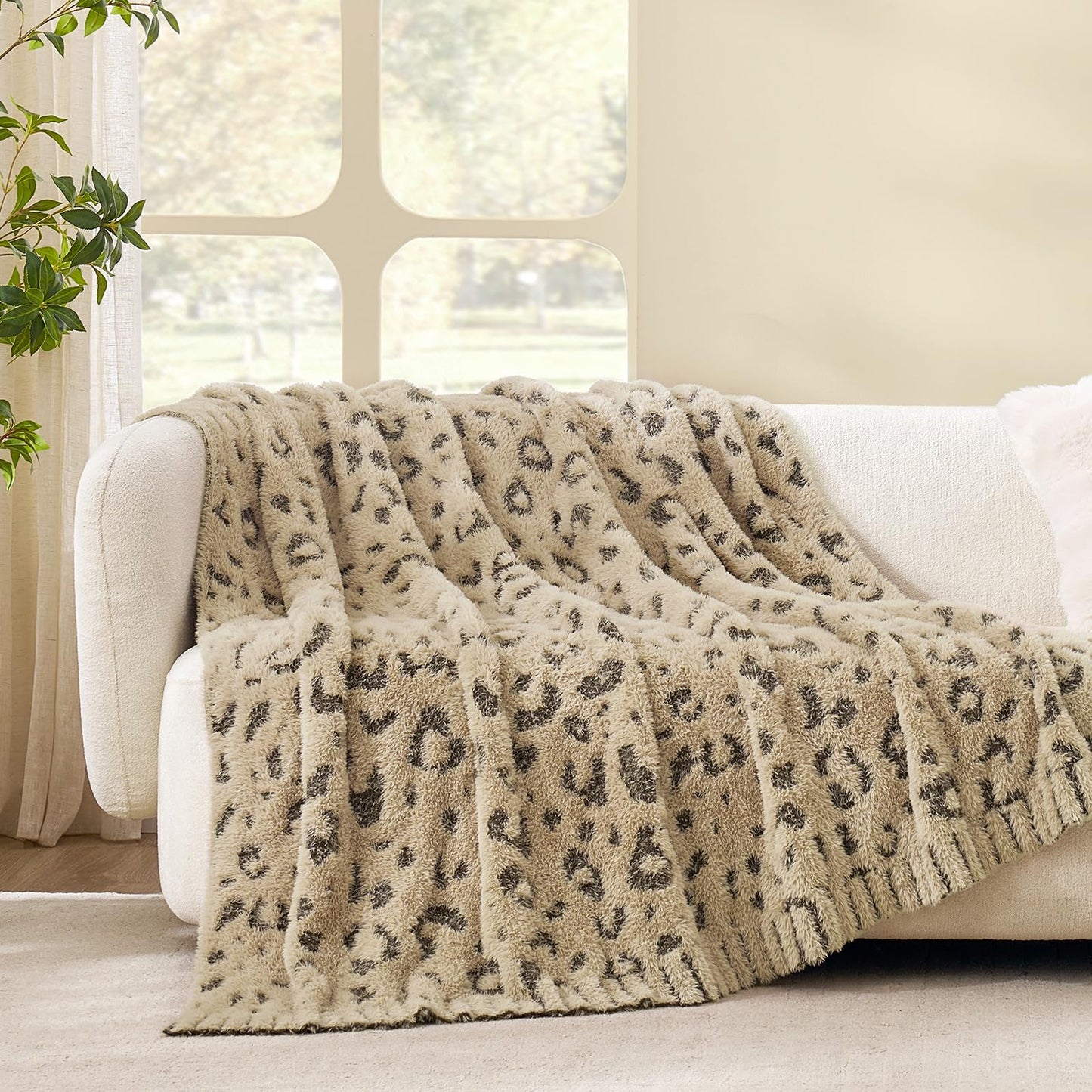 Snuggle Sac Faux Fur Checkered Throw Blanket with Fluffy Microfiber Fabric