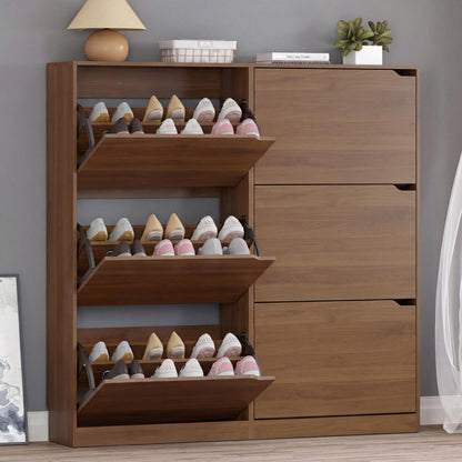 3-Flip Drawer Shoe Cabinet Freestanding Entryway Storage Cabinet