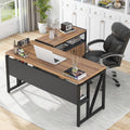 L-Shaped Executive Desk with Drawer Cabinet and File Storage Home Office Furniture