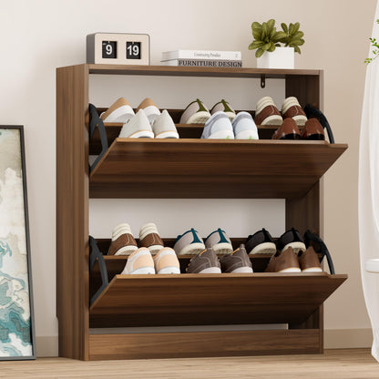 3-Flip Drawer Shoe Cabinet Freestanding Entryway Storage Cabinet