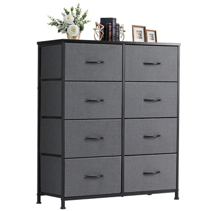 Fabric Dresser Storage Unit with Metal Frame and Wooden Top Chest Organizer