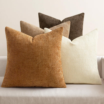 Soft Chenille Throw Pillow Covers Set of 4 Farmhouse Decorative Cushion Covers for Sofa Bedroom Living Room