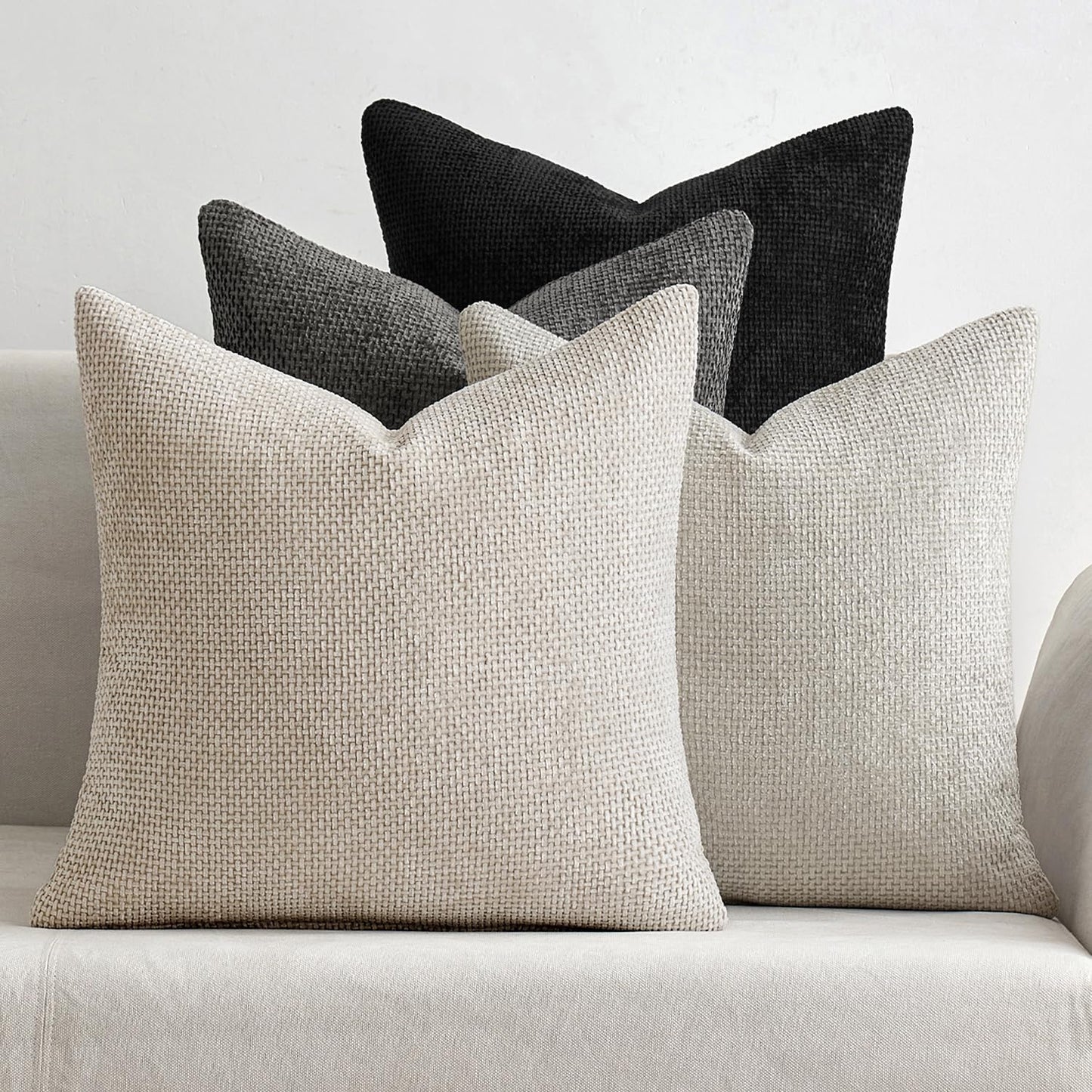 Soft Chenille Throw Pillow Covers Set of 4 Farmhouse Decorative Cushion Covers for Sofa Bedroom Living Room
