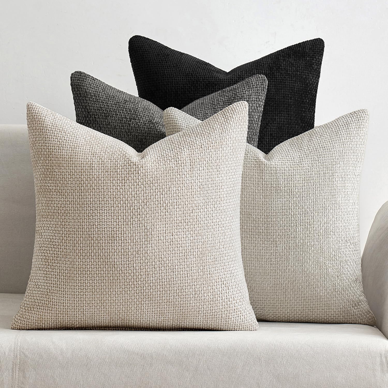 Soft Chenille Throw Pillow Covers Set of 4 Farmhouse Decorative Cushion Covers for Sofa Bedroom Living Room