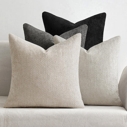 Soft Chenille Throw Pillow Covers Set of 4 Farmhouse Decorative Cushion Covers for Sofa Bedroom Living Room