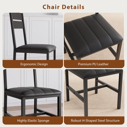 Extendable Dining Table Set for 4 with Upholstered PU Leather Chairs