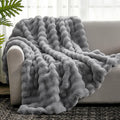 Faux Fur Throw Blanket Soft Plush Bubble Blanket for Couch Sofa Bedroom Living Room