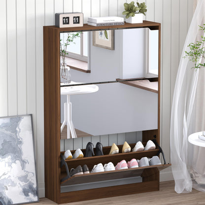 3-Flip Drawer Shoe Cabinet Freestanding Entryway Storage Cabinet