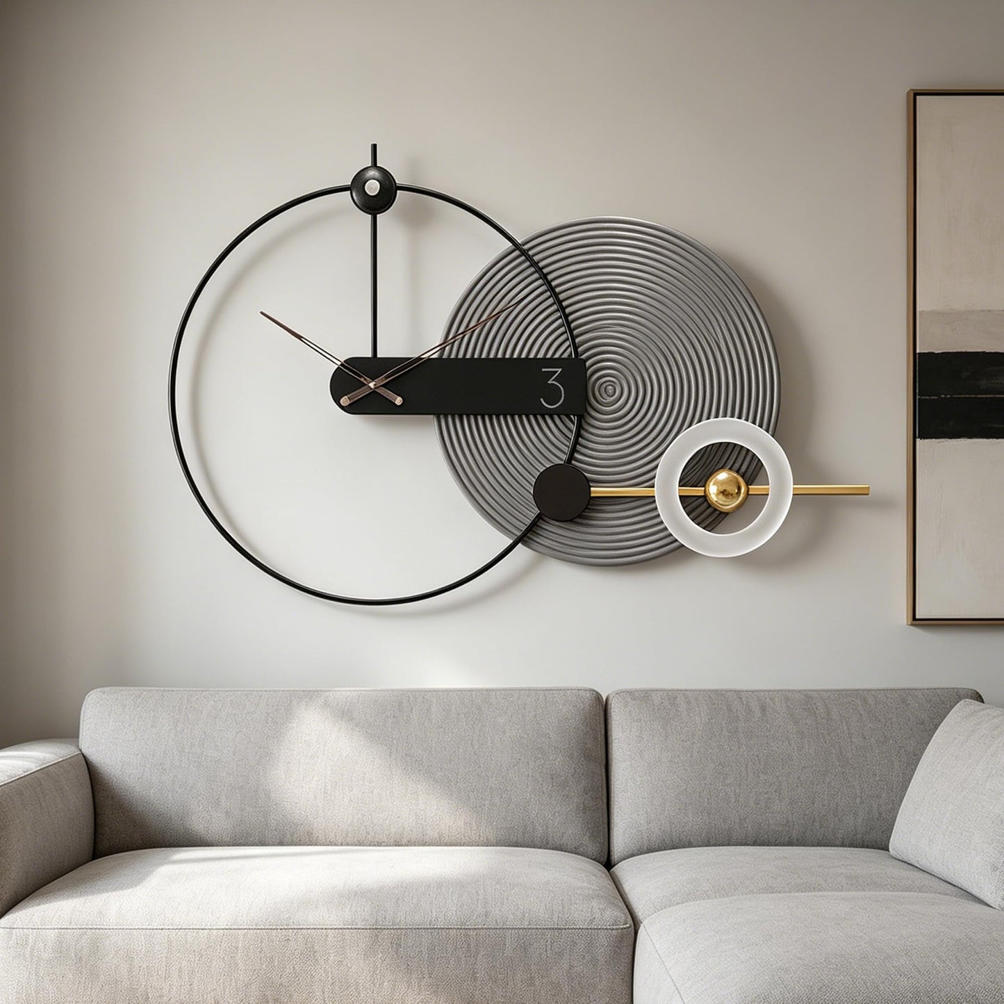 Mid Century Modern Gold Metal Wall Clock Silent Battery Operated 24 Inch Decorative Clock for Living Room Bedroom Office