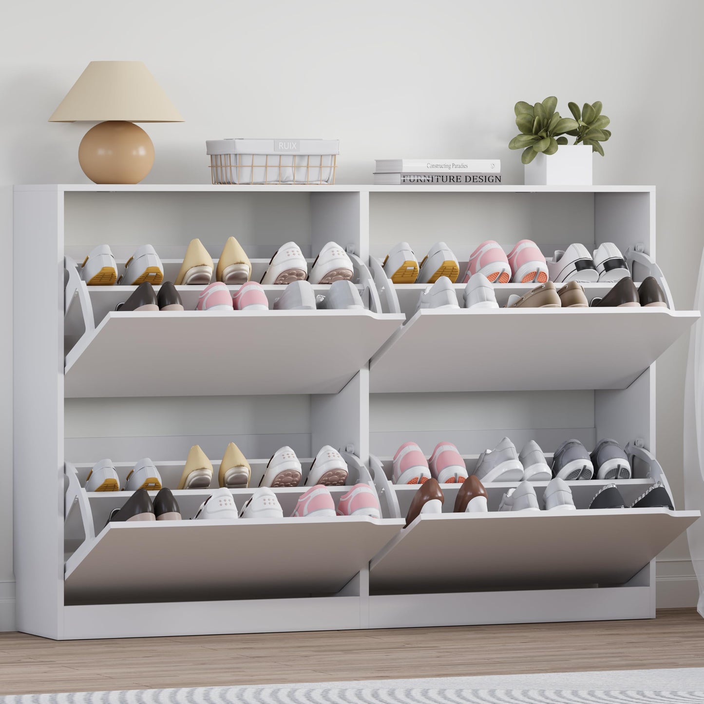 3-Flip Drawer Shoe Cabinet Freestanding Entryway Storage Cabinet