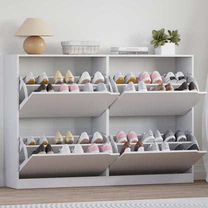 3-Flip Drawer Shoe Cabinet Freestanding Entryway Storage Cabinet