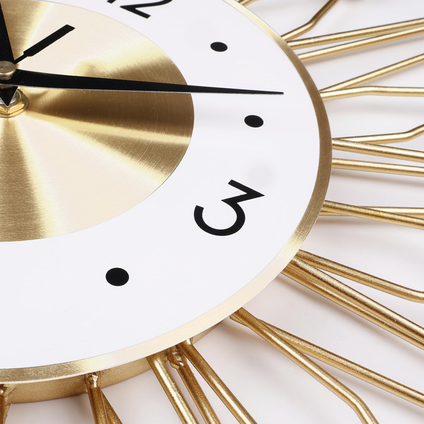 Silent Gold Metal Starburst Wall Clock 23 Inch Mid Century Modern Battery Operated Decorative Clock for Living Room Kitchen Office