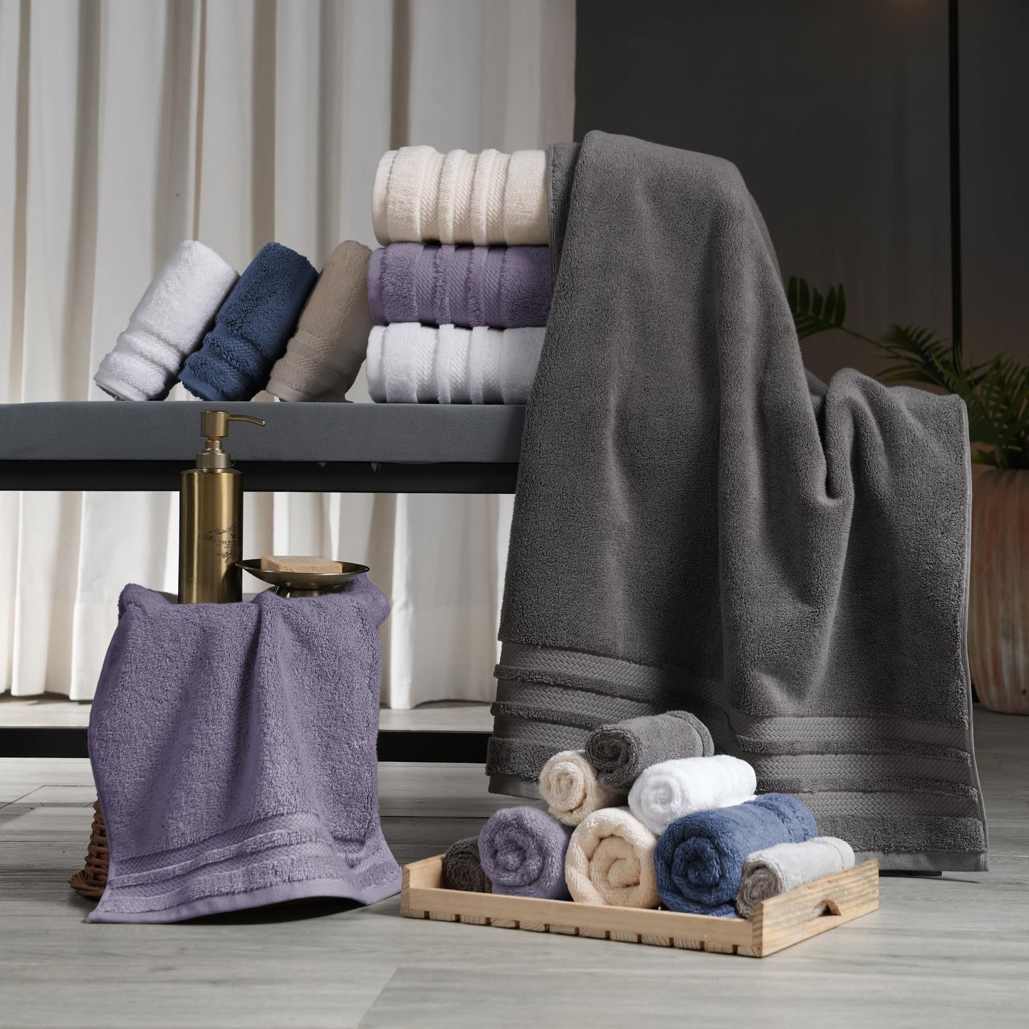 Luxury 100% Cotton Bath Towel Set Quick Dry Soft Absorbent Bathroom Towels Large Hand Washcloth Set