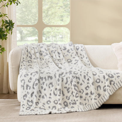 Snuggle Sac Faux Fur Checkered Throw Blanket with Fluffy Microfiber Fabric