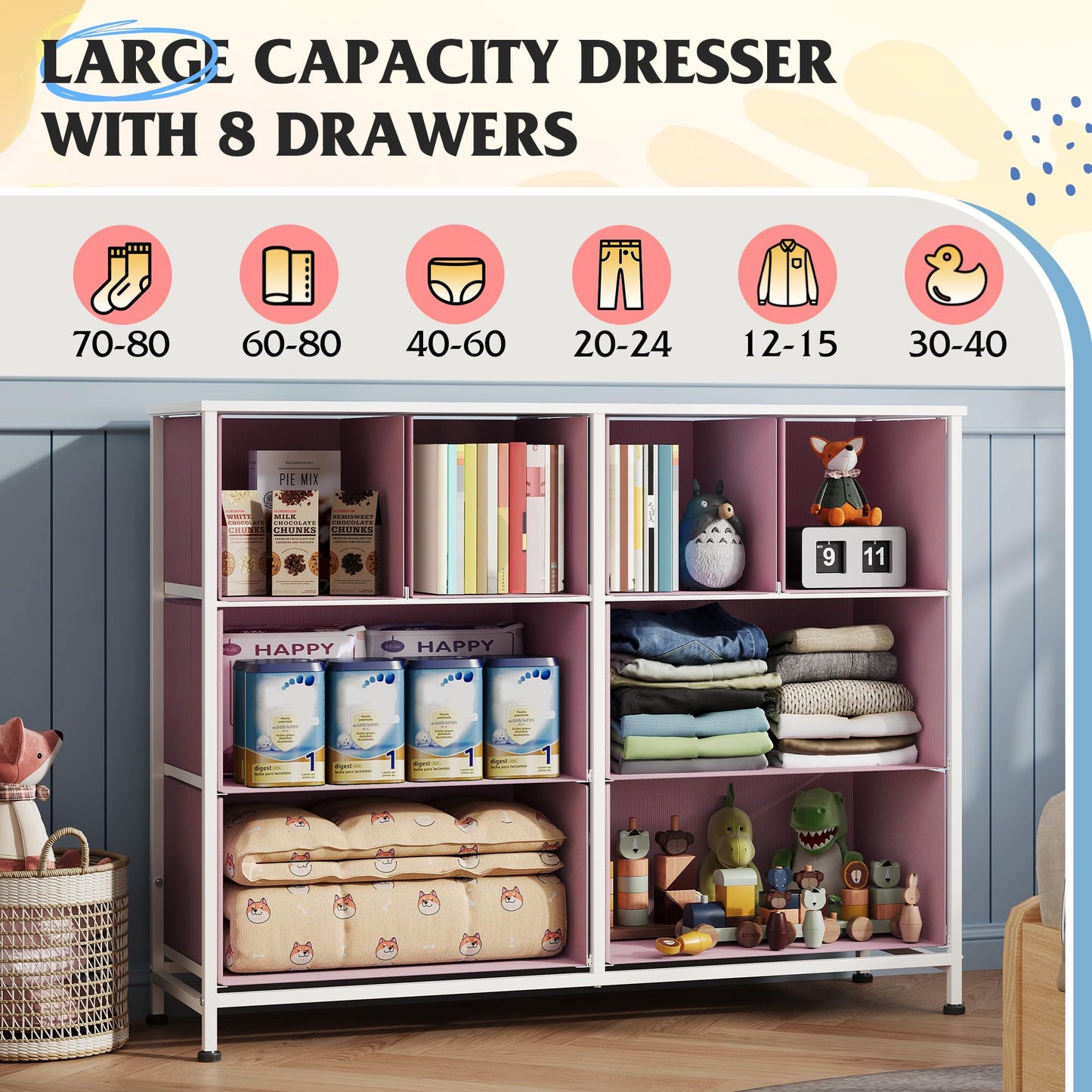 WLIVE Dresser with 8 Drawers