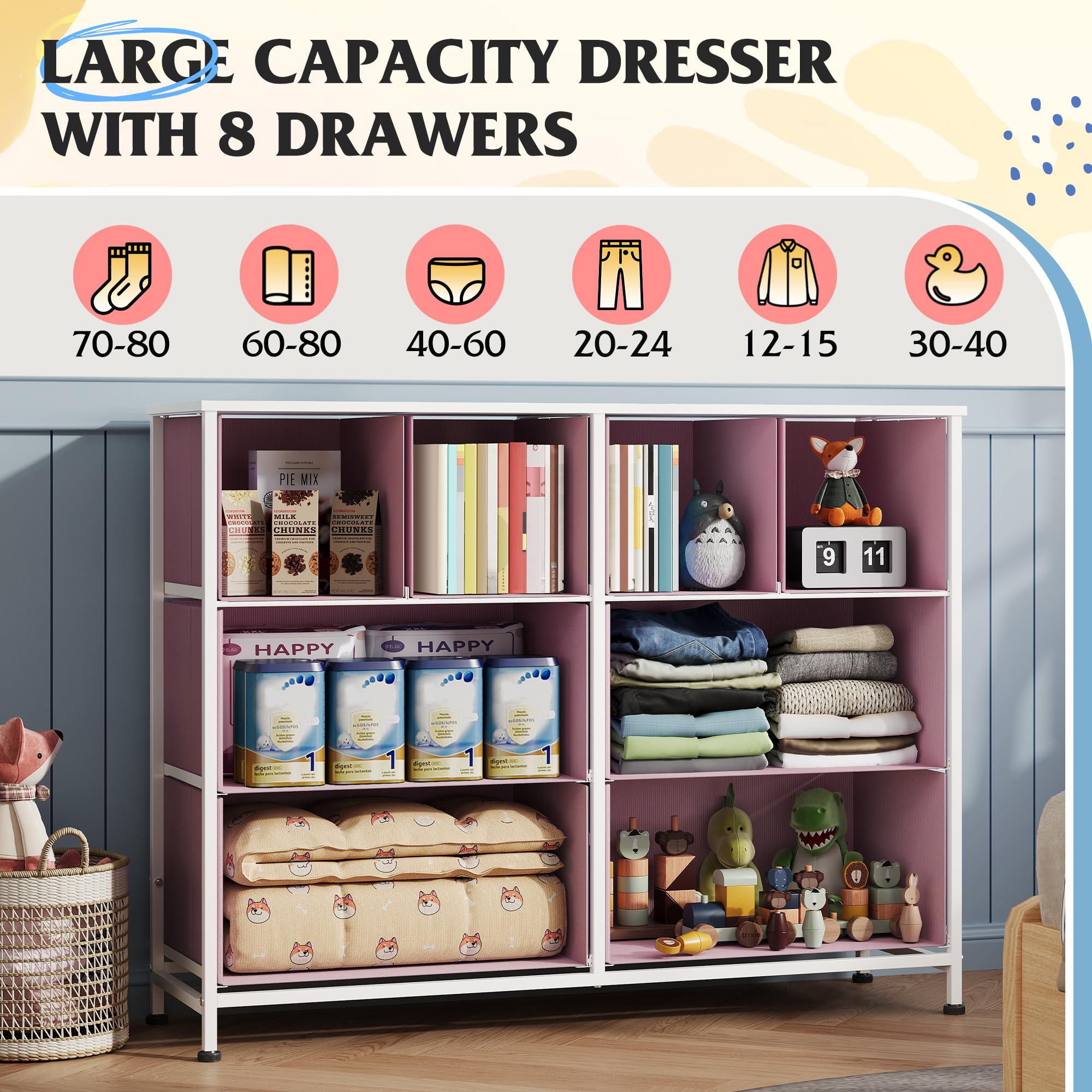WLIVE Dresser with 8 Drawers