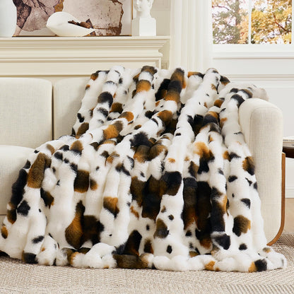 Faux Fur Throw Blanket Soft Plush Bubble Blanket for Couch Sofa Bedroom Living Room