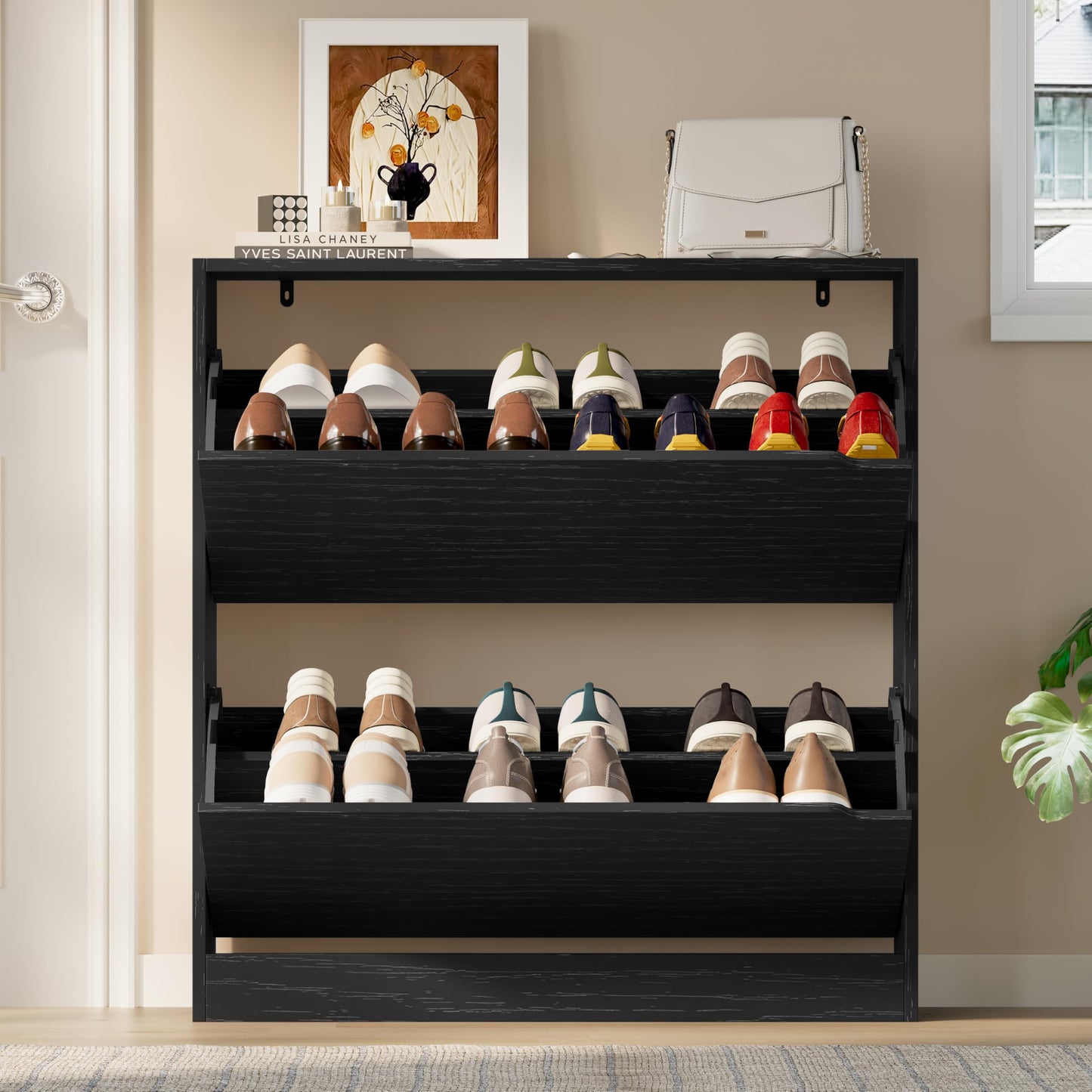 3-Flip Drawer Shoe Cabinet Freestanding Entryway Storage Cabinet