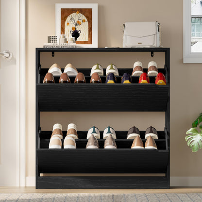 3-Flip Drawer Shoe Cabinet Freestanding Entryway Storage Cabinet
