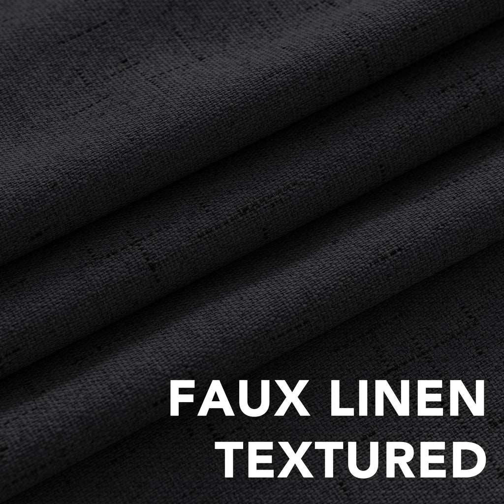 Linen Blackout Curtains Thick Textured Thermal Insulated Extra Wide Grommet Patio Door Drapes