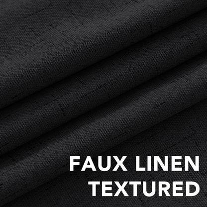 Linen Blackout Curtains Thick Textured Thermal Insulated Extra Wide Grommet Patio Door Drapes