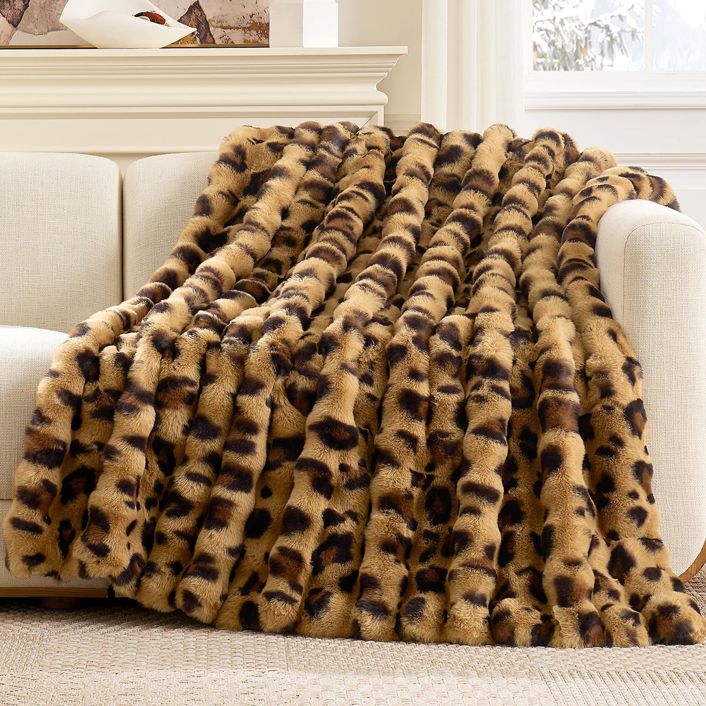 Faux Fur Throw Blanket Soft Plush Bubble Blanket for Couch Sofa Bedroom Living Room