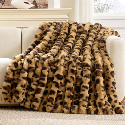 Faux Fur Throw Blanket Soft Plush Bubble Blanket for Couch Sofa Bedroom Living Room