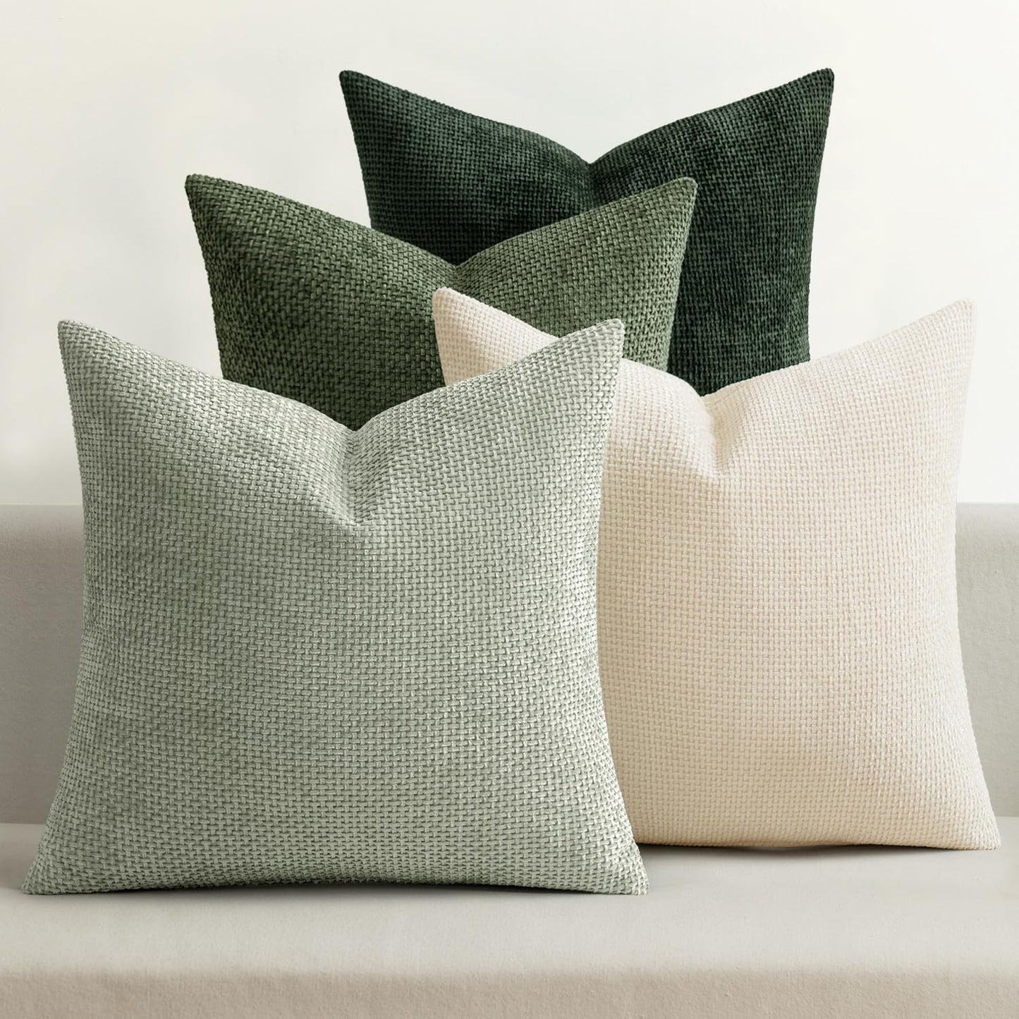 Soft Chenille Throw Pillow Covers Set of 4 Farmhouse Decorative Cushion Covers for Sofa Bedroom Living Room