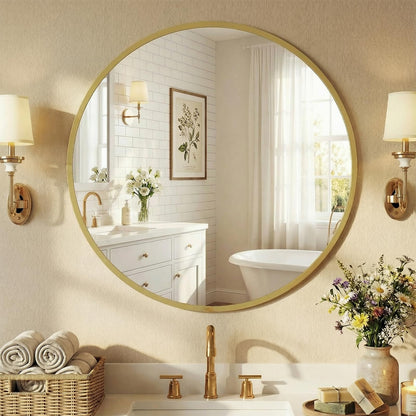 Matte Metal Framed Wall Mirror for Bathroom and Bedroom Vanity Decor